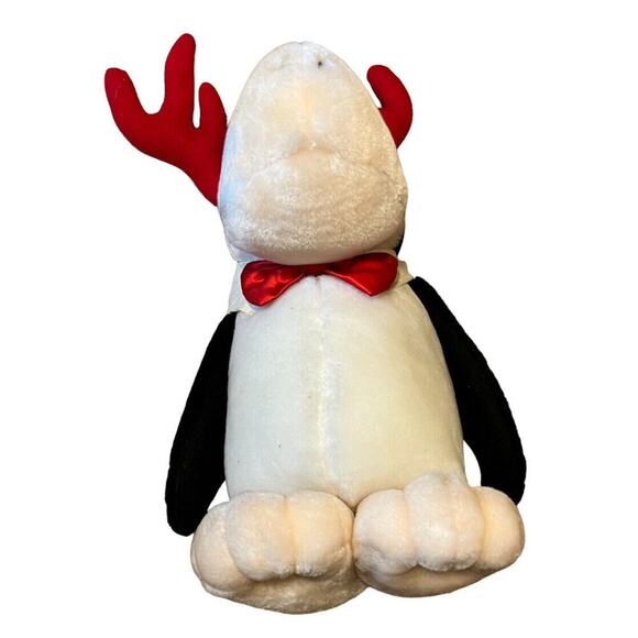 Vtg OPUS Christmas Plush w/ Reindeer Antlers Opus n Bill 13” Toy Stuffed Animal - Picture 7 of 9